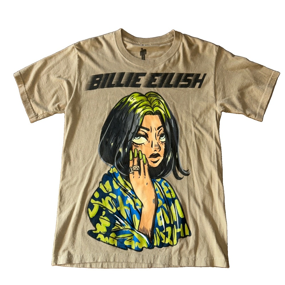 BILLIE EILISH 2020 Tour Concert Graphic T-Shirt Brown Size XS